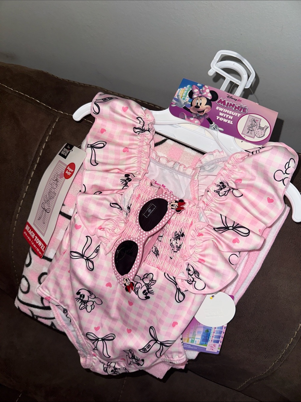 Disney Pink Minnie Mouse Girls' Swimsuit and Towel Set
